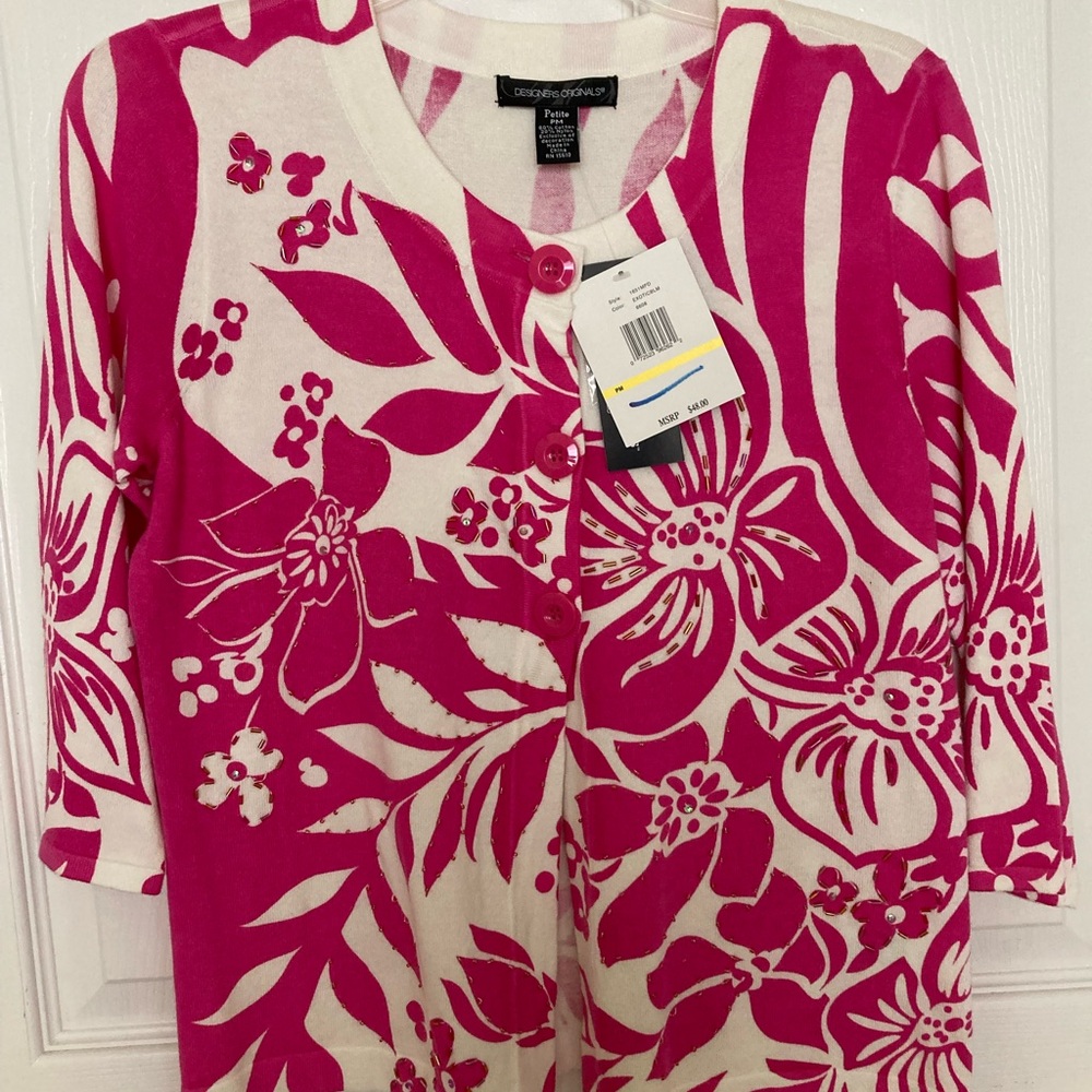 Designers Originals Pink and White Cardigan
